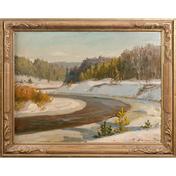 Landscape with the river in winter
