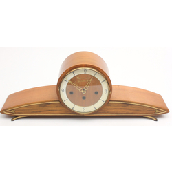 Art deco style walnut mantel clock