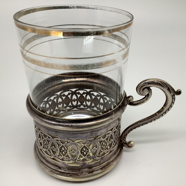 Cup holder with a glass, HENNIGER Austria. silver plated 1930.