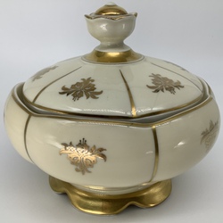Large sugar bowl Thomas, Germany. Hand painted in gold. Stamp 1938.