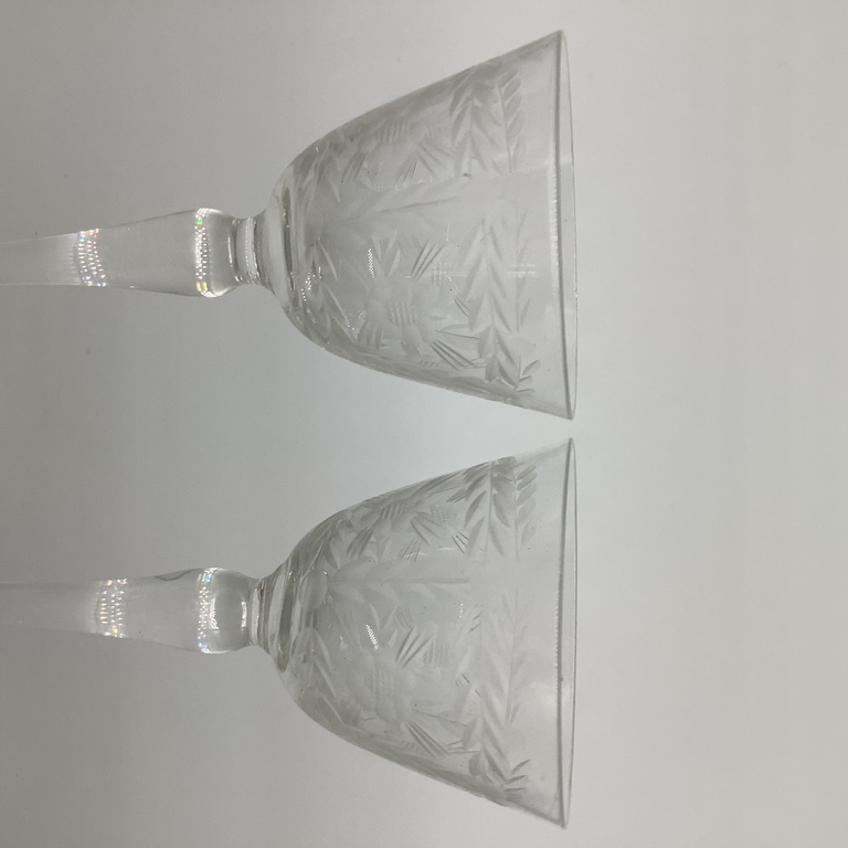 4 thin glass lafitniks. Tsarist Russia. 2 for vodka, 2 for wine. Manual shtikhelny processing.