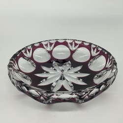 Candy bowl, Heavy crystal (etched) handmade. Silesia 1950-60