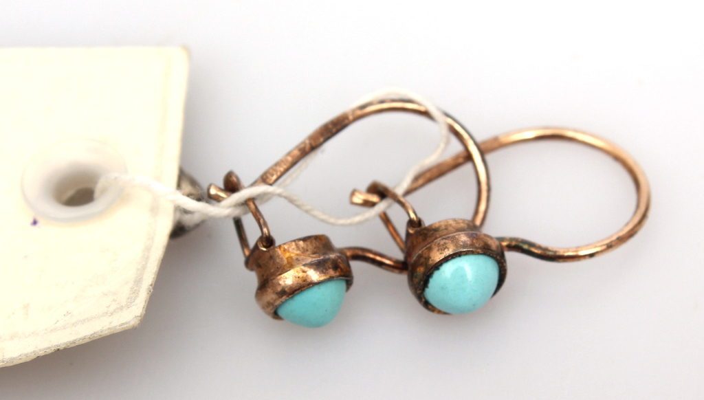 Gold-plated silver earrings with turquoise