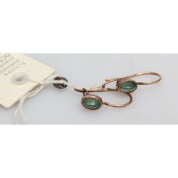 Gold-plated silver earrings with green chrysoprase