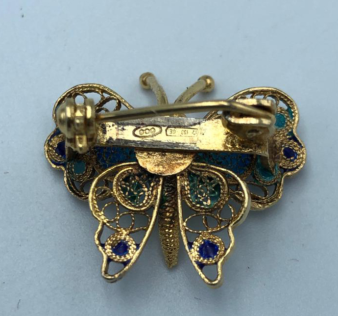 Gold-plated silver brooch 