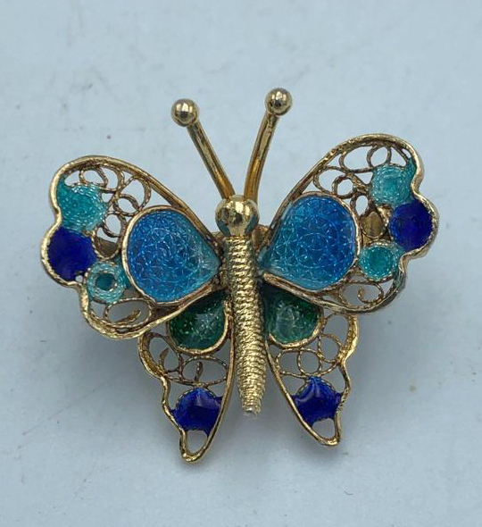 Gold-plated silver brooch 