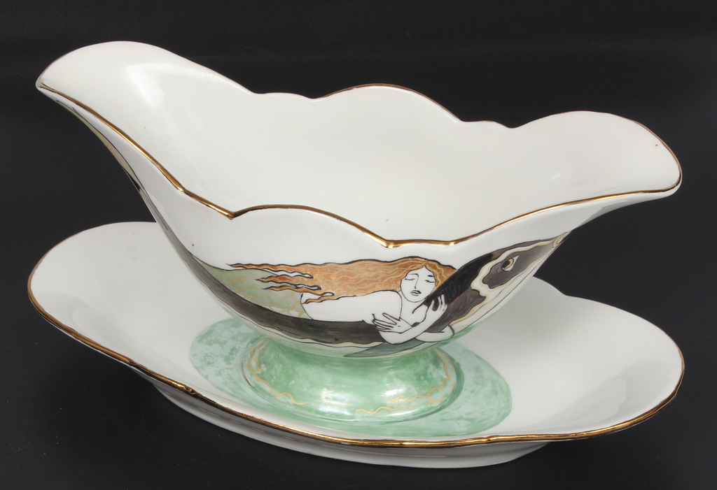 Porcelain sauceboat with mermaid