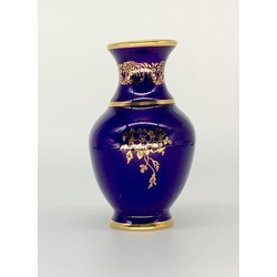 Miniature vase. Limoges. France. Cobalt and hand painting.