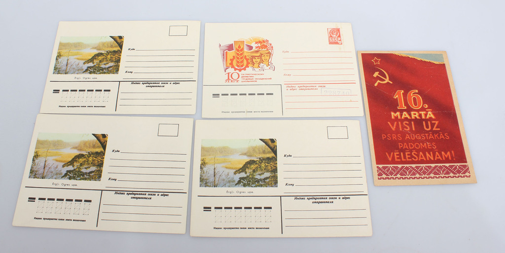 4 envelopes and 1 postcard