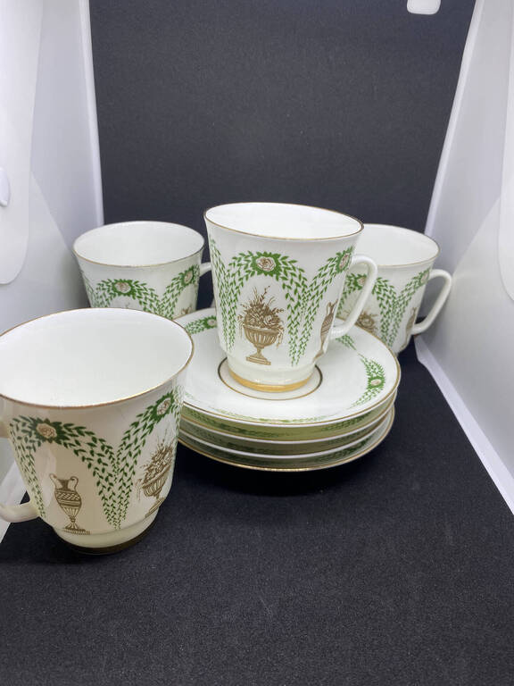 Four LFZ porcelain cups with saucers