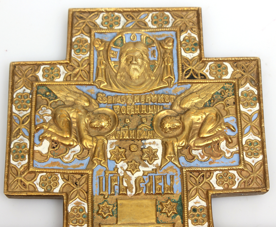 Bronzas ikon-krusts ar emalju