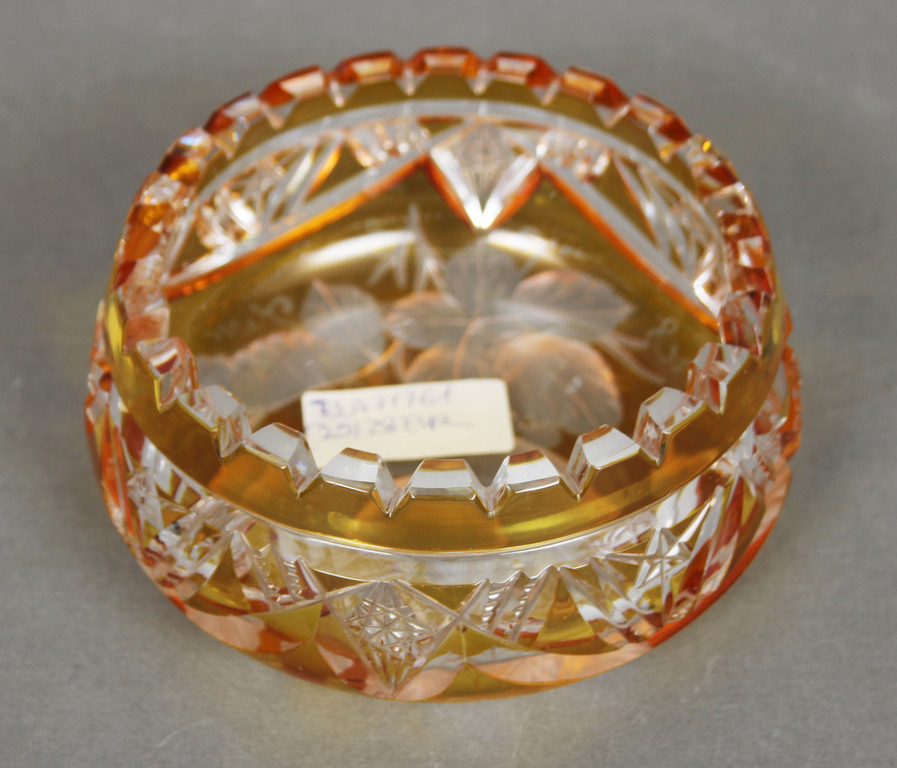 Honey colored glass ashtray 