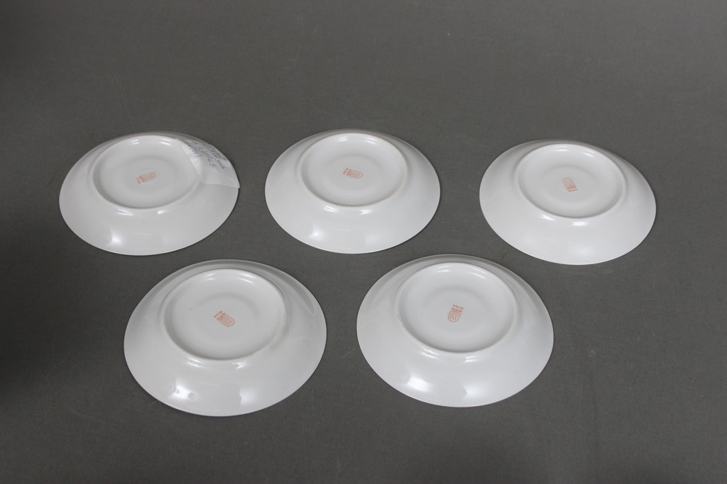 Moka porcelain service cups, saucers and dessert plates