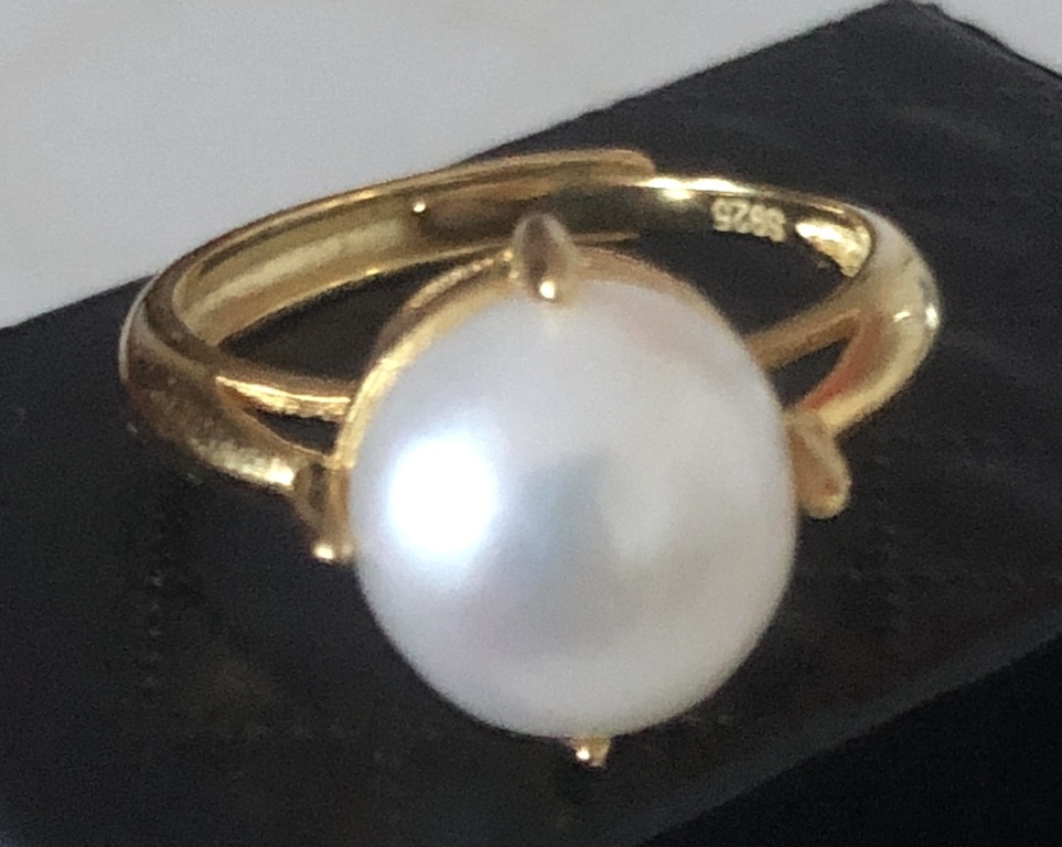 Серебряное кольцо с жемчужиной Эдисона. Размер жемчуга 12мм. Размер регулируется