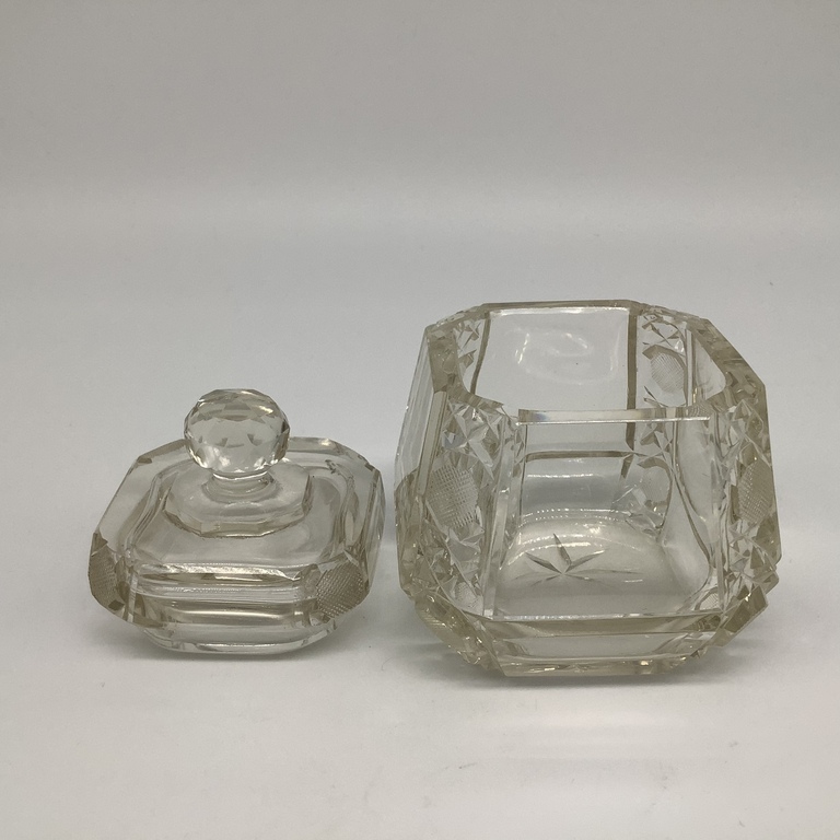 Sugar bowl..Tsarist Russia. Heavy crystal, hand-cut. 1900.