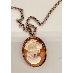 Silver cameo (Gemma) on a silver chain. Natural shell and hand carved.