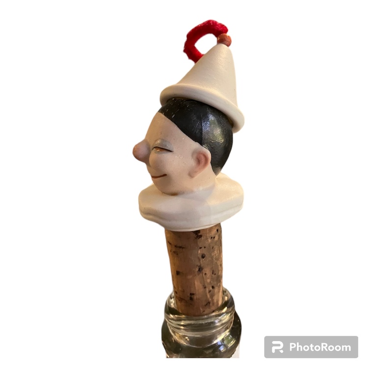  rets porcelāna pudeles korķis smaidīgais klauns Pierro, Goebel , Vācija 