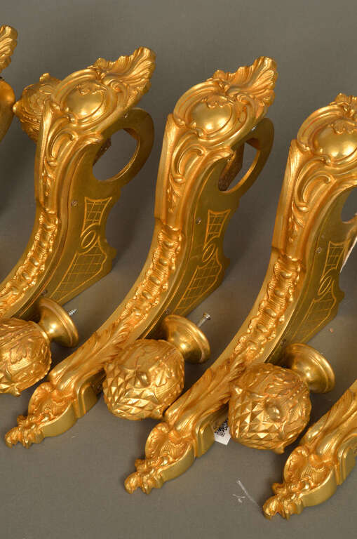 Gold-plated bronze curtain rod holders (5 pcs.)