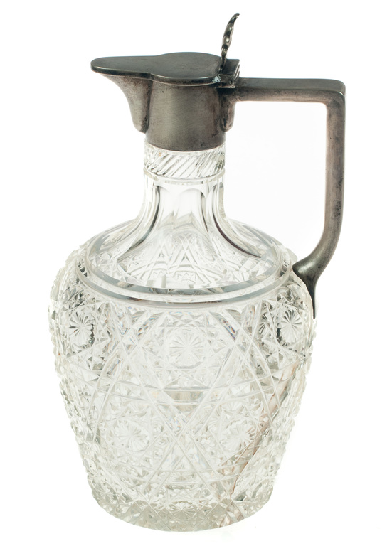 Crystal decanter with silver finish