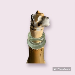 porcelāna pudeles korķis raibais suns , h-4,5cm
