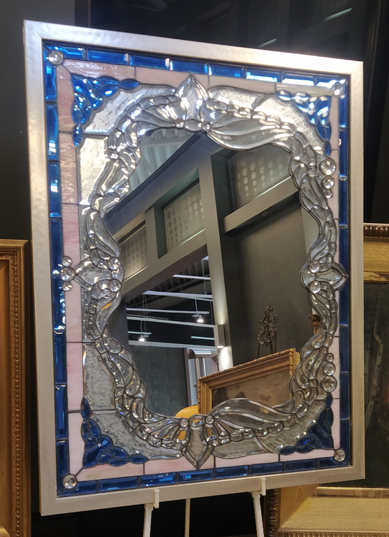 Mirror with colored glass
