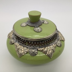 Tea leaf jar, Iran 1920-30. Hand chasing.