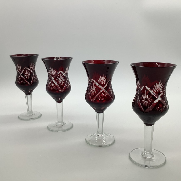 Ruby glass, Liquor set. 1910-20. Austria. Original cork.