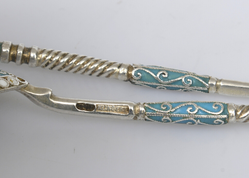 Silver spoons with enamel 2 pcs.