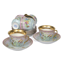 Porcelain set - 6 cups and saucers 