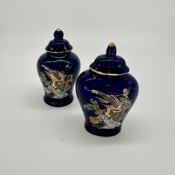 2 Perfume vases 20th century. Hand painted. Cobalt