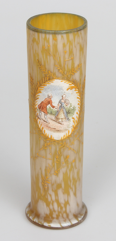 Art nouveau glass vase with a figurative motif