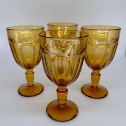 Large wine glasses, Belgium, Honey glass. Beginning of the last century. Excellent preservation