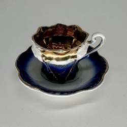 Russia, Kuznetsov, coffee cup, Cobalt glaze and gold. Elegant and rare form. Rarity!!!