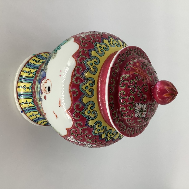 Antique tea jar, China, hand painted and crafted