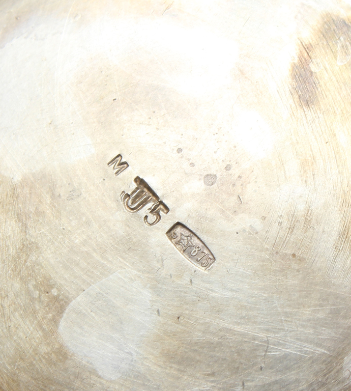 Silver spice bowl with spoon