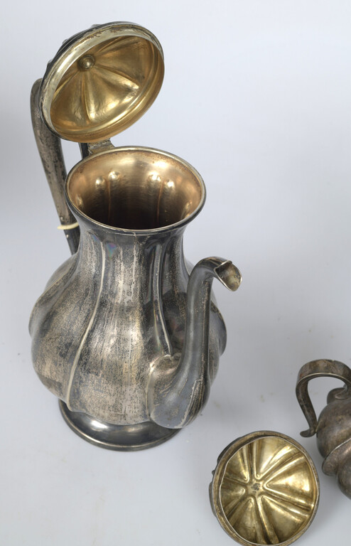 Silver teapot and sugar pot