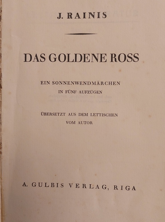 J. Rainis ZELTA ZIRGS vācu valodā 1922g