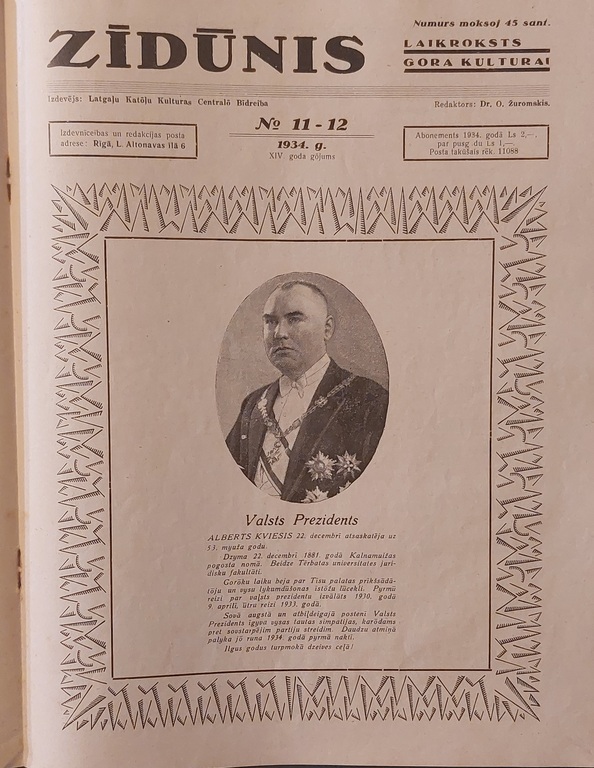 ZĪDŪNIS laikrostis Gora Kultūrai 8 gb. 1934-1935 g. LOTGOĻU valodā 