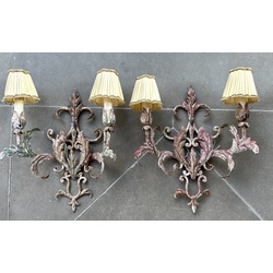 Two Venetian sconces with fabric lampshades
