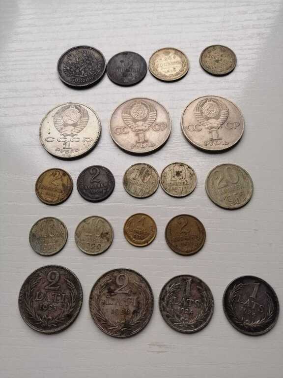 Various coins and banknotes