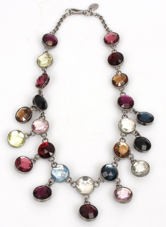 Metal necklace with colored crystal charms ''MIU MIU''