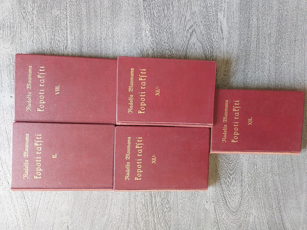 Collected writings of Rudolf Blaumanis II ; VIII ; XI(I) ; XI(II) ; XII pages Riga, 1930; 1934; 1935; 1936