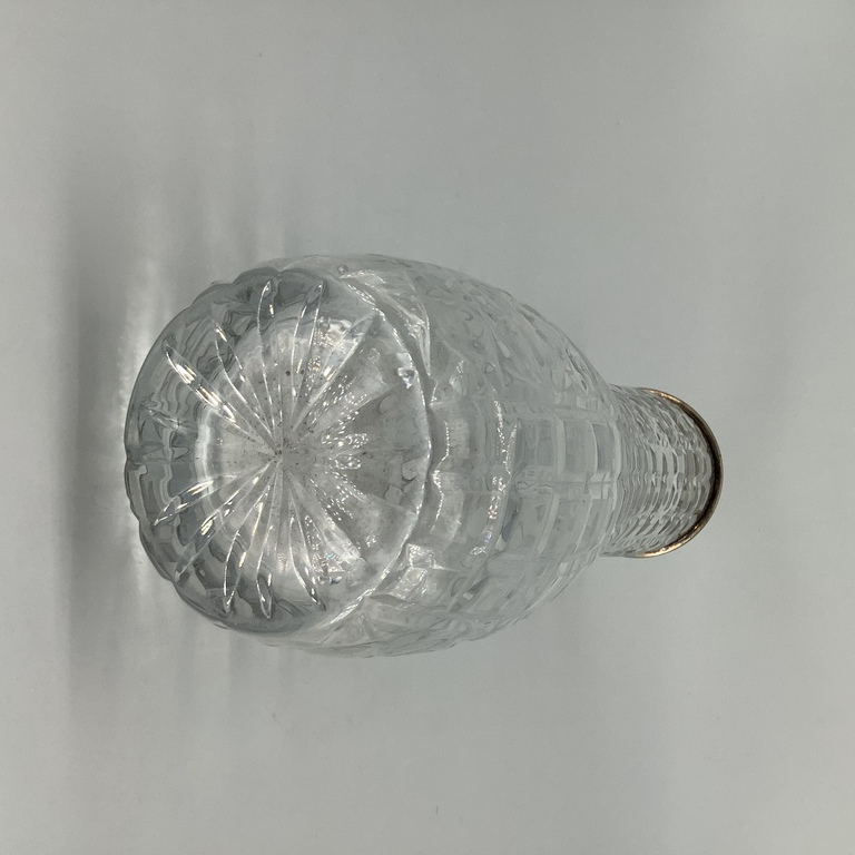 Vintage kristāla vāze ar sudraba apmalīti Crystal Silver 875 Plāksnīte 8MY PSRS zvaigzne, 50 gadi.