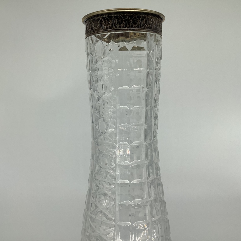 Vintage crystal vase with a silver rim Crystal Silver 875 Nameplate 8MU Star of the USSR, 50 years old.