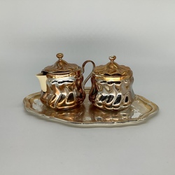 Set for tea drinking, Milk jug and sugar bowl. Warsaw 40 years. Silver plated.
