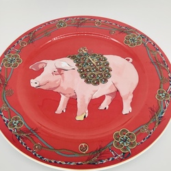 Christmas Pig, Wealth and Prosperity. Rosenthal, Limited Edition. Hand painted.