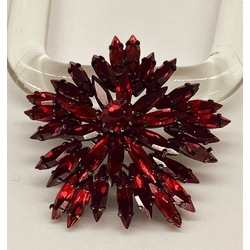 Galbons, Antique brooch with natural crystal rhinestones.Handmade.All rhinestones are in place.Ruby crystal.Bohemia