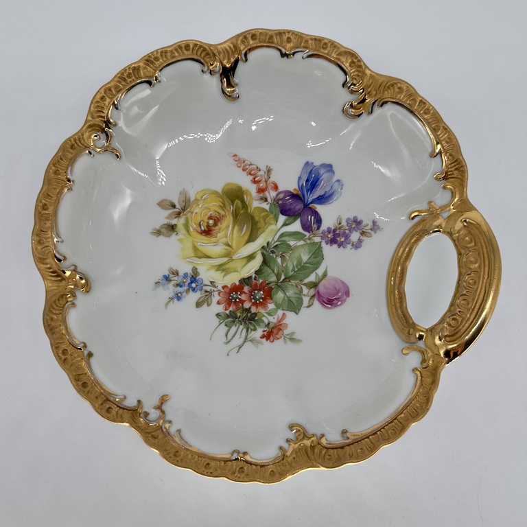 Porcelain plate, hand painted and gilded, 1950. Collectible
