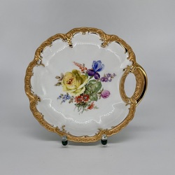 Porcelain plate, hand painted and gilded, 1950. Collectible
