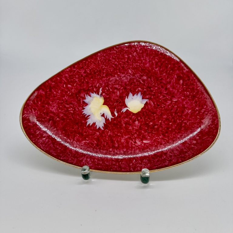 KPM, dish for business cards, unusual shape, author's hand-painted. Middle of the last century.